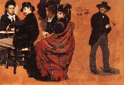 Man and Woman at a Table,Two seated Women,Man Putting a Glove, Ilya Repin
